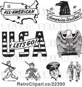 Vector Clip Art of Retro American Icons and Military Soliders by BestVector