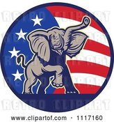 Vector Clip Art of Retro American Republican Political Party Elephant over an American Circle 2 by Patrimonio