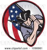 Vector Clip Art of Retro American Revolutionary Soldier Patriot Minuteman Carrying a Flag by Patrimonio