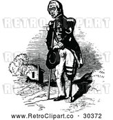 Vector Clip Art of Retro Amputee Military Man with a Peg Leg by Prawny Vintage