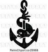 Vector Clip Art of Retro Anchor and Dolphin by Prawny Vintage