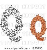 Vector Clip Art of Retro and Colored Floral Capital Letter Q Designs by Vector Tradition SM