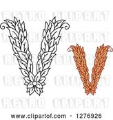 Vector Clip Art of Retro and Colored Floral Capital Letter V Designs by Vector Tradition SM