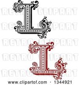 Vector Clip Art of Retro and Red Capital Letter L with Flourishes by Vector Tradition SM