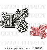 Vector Clip Art of Retro and Red Letter N by Vector Tradition SM