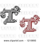 Vector Clip Art of Retro and Red Letter T by Vector Tradition SM