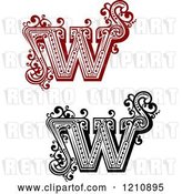 Vector Clip Art of Retro and Red Letter W by Vector Tradition SM