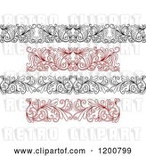 Vector Clip Art of Retro and Red Ornate Floral Borders by Vector Tradition SM