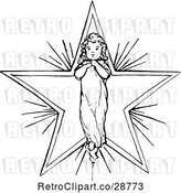 Vector Clip Art of Retro Angelic Child over a Star by Prawny Vintage