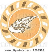 Vector Clip Art of Retro Angle Side Grinder Tool in a Circle by Patrimonio