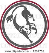 Vector Clip Art of Retro Angry Bull in a Circle by Patrimonio