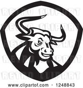 Vector Clip Art of Retro Angry Bull in a Shield by Patrimonio