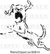 Vector Clip Art of Retro Angry Dog Leaping by Prawny Vintage