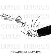 Vector Clip Art of Retro Angry Fist Slamming on a Table and Wine Flying by Prawny Vintage