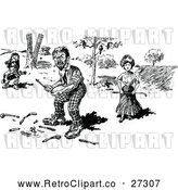 Vector Clip Art of Retro Angry Golfer and People with a Broken Club by Prawny Vintage