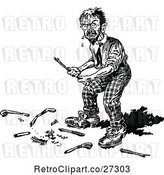 Vector Clip Art of Retro Angry Golfer with a Broken Club by Prawny Vintage