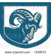 Vector Clip Art of Retro Angry Ram Goat in a Shield by Patrimonio