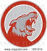 Vector Clip Art of Retro Angry Wolf in a Gray and Red Circle by Patrimonio