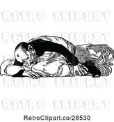 Vector Clip Art of Retro Anguished Guy in a Sheet by Prawny Vintage