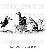 Vector Clip Art of Retro Animals with a Carriage by Prawny Vintage