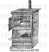 Vector Clip Art of Retro Antique Gas Cooking Stove with Food Baking in the Oven, in by Picsburg