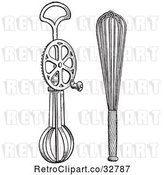 Vector Clip Art of Retro Antique Rotary Egg Beater and Whip in by Picsburg