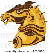 Vector Clip Art of Retro Armored Horse Head in Profile by Patrimonio