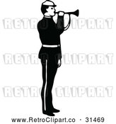 Vector Clip Art of Retro Army Soldier Blowing a Horn by Prawny Vintage