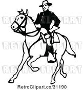 Vector Clip Art of Retro Army Soldier on Horseback by Prawny Vintage