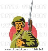 Vector Clip Art of Retro Army Soldier with a Bayonet by Patrimonio