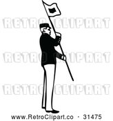Vector Clip Art of Retro Army Soldier with a Flag 1 by Prawny Vintage
