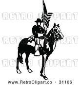 Vector Clip Art of Retro Army Soldier with a Flag 3 by Prawny Vintage