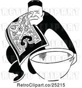 Vector Clip Art of Retro Asian Guy with a Bowl by Prawny Vintage