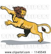 Vector Clip Art of Retro Attacking Lion 2 by Patrimonio