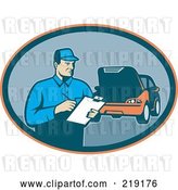Vector Clip Art of Retro Auto Mechanic and Car Logo by Patrimonio