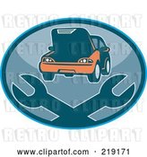 Vector Clip Art of Retro Auto Repair Logo with Wrenches by Patrimonio