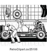 Vector Clip Art of Retro Automobile Assembly Line by Prawny Vintage