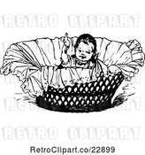 Vector Clip Art of Retro Baby in a Basket by Prawny Vintage