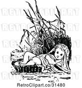 Vector Clip Art of Retro Baby Moses in Reeds by Prawny Vintage