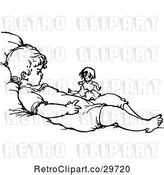 Vector Clip Art of Retro Baby Playing with a Doll by Prawny Vintage