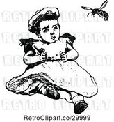 Vector Clip Art of Retro Baby Watching a Bee by Prawny Vintage