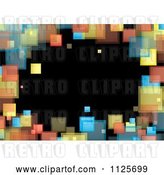 Vector Clip Art of Retro Background of a Border of Colorful Squares on Black by Michaeltravers