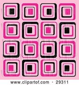 Vector Clip Art of Retro Background of Black and Pink Square Patterns by KJ Pargeter