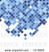 Vector Clip Art of Retro Background of Blue Mosaic Pixels or Tiles on White by KJ Pargeter