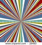 Vector Clip Art of Retro Background of Bursting White, Green, Yellow, Blue and Red Lines Emerging from the Center by KJ Pargeter