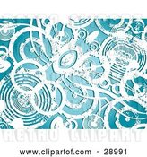 Vector Clip Art of Retro Background of Grungy White Circles over Blue by KJ Pargeter