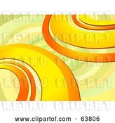 Vector Clip Art of Retro Background of Orange, Yellow and Green Curves on a Faint Spiral by Elaineitalia