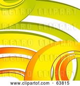 Vector Clip Art of Retro Background of Orange, Yellow and Green Curves on White by Elaineitalia