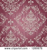 Vector Clip Art of Retro Background of Ornate Floral on Red by OnFocusMedia