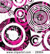 Vector Clip Art of Retro Background of Pink and White Grunge Circles on White by KJ Pargeter